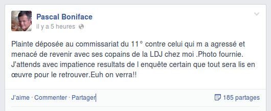Statut Facebook de Pascal Boniface (23 juillet 2014 à 18h00)