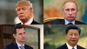 Donald Trump, Vladimir Poutine, Bachar Al-Assad et Xi Jinping 3ème guerre mondiale